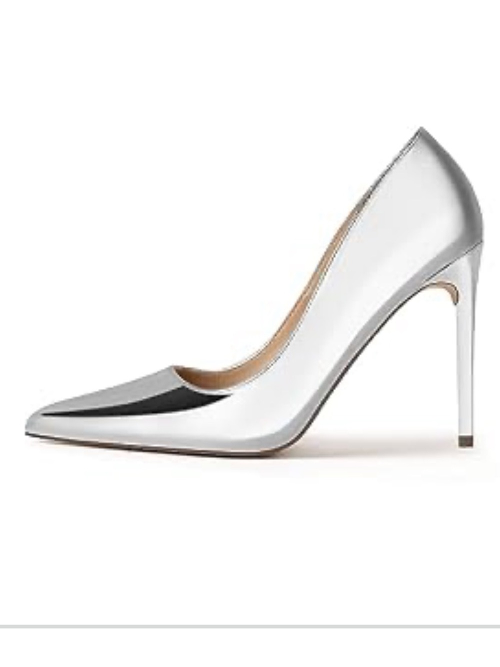 Silver Pointed-Toe High Heel Pump - Women's Shoes